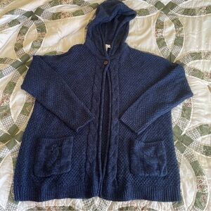 Christopher & Banks Navy Hooded Knit Cardigan - Size XL